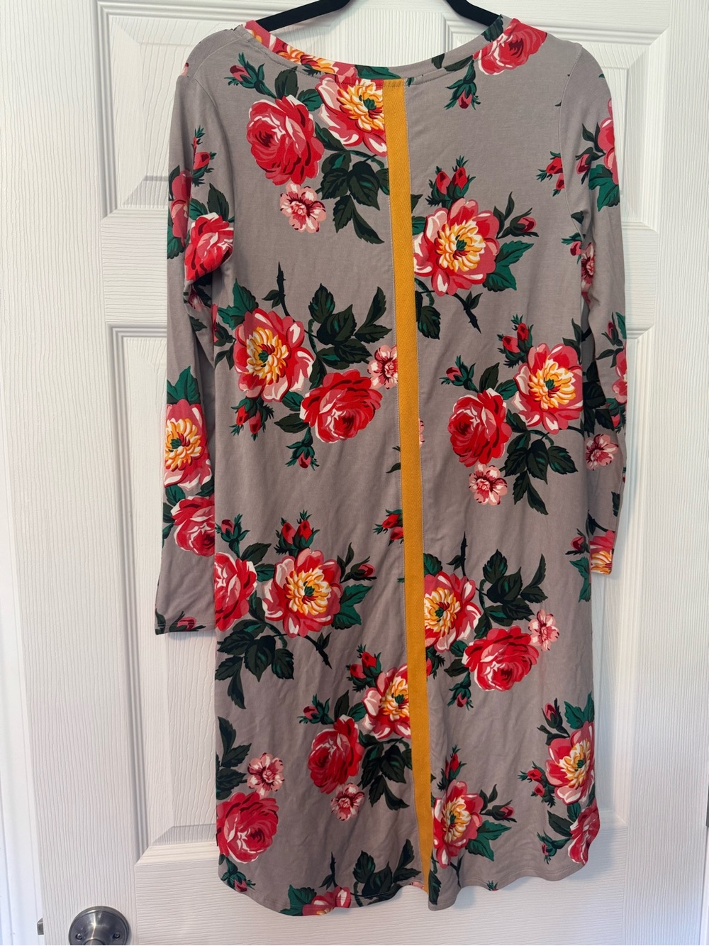 Matilda Jane Gray Floral Long-Sleeve Swing Dress with Red & Yellow Blooms - Picture 4 of 4